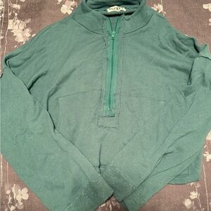 Grey Bandit Bucket List Green Quarter-Zip Mock Neck Sweatshirt Size Large